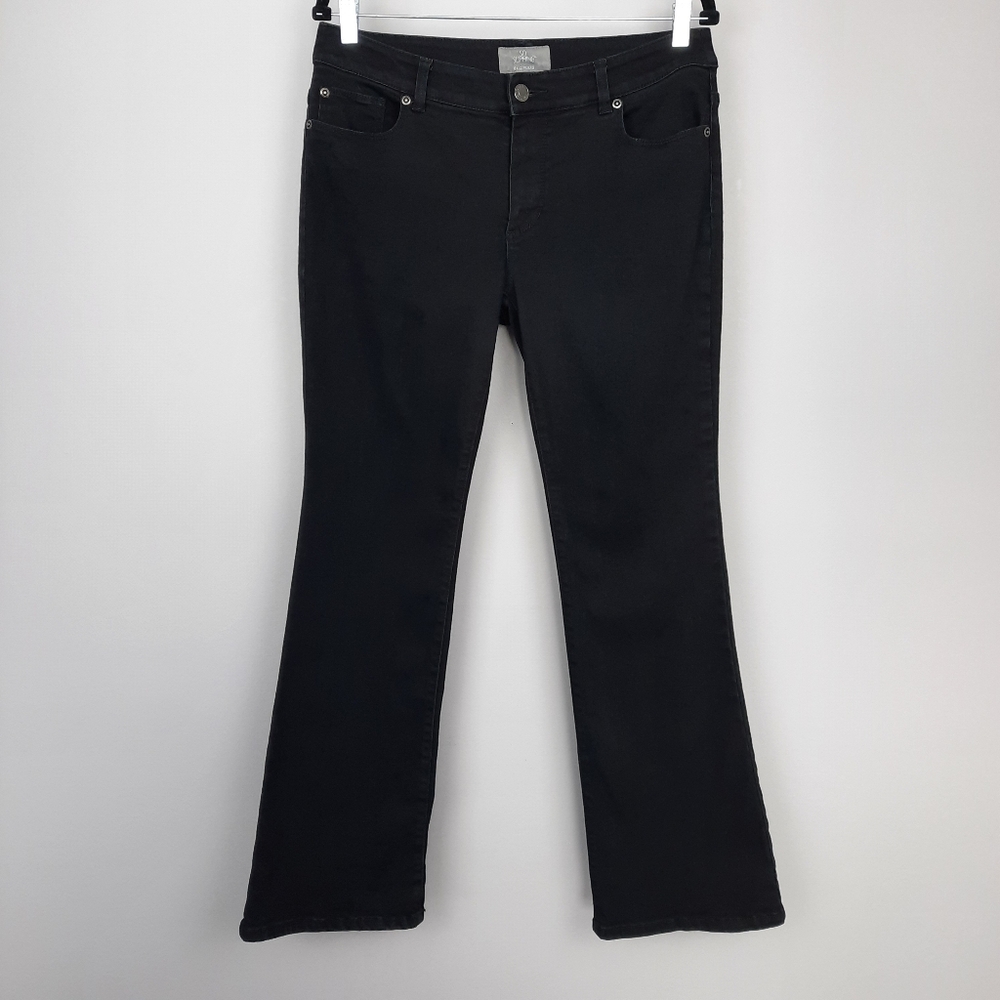 Chico's So Slimming Black Stretch Denim Midrise Full Length Bootcut Jeans size 6